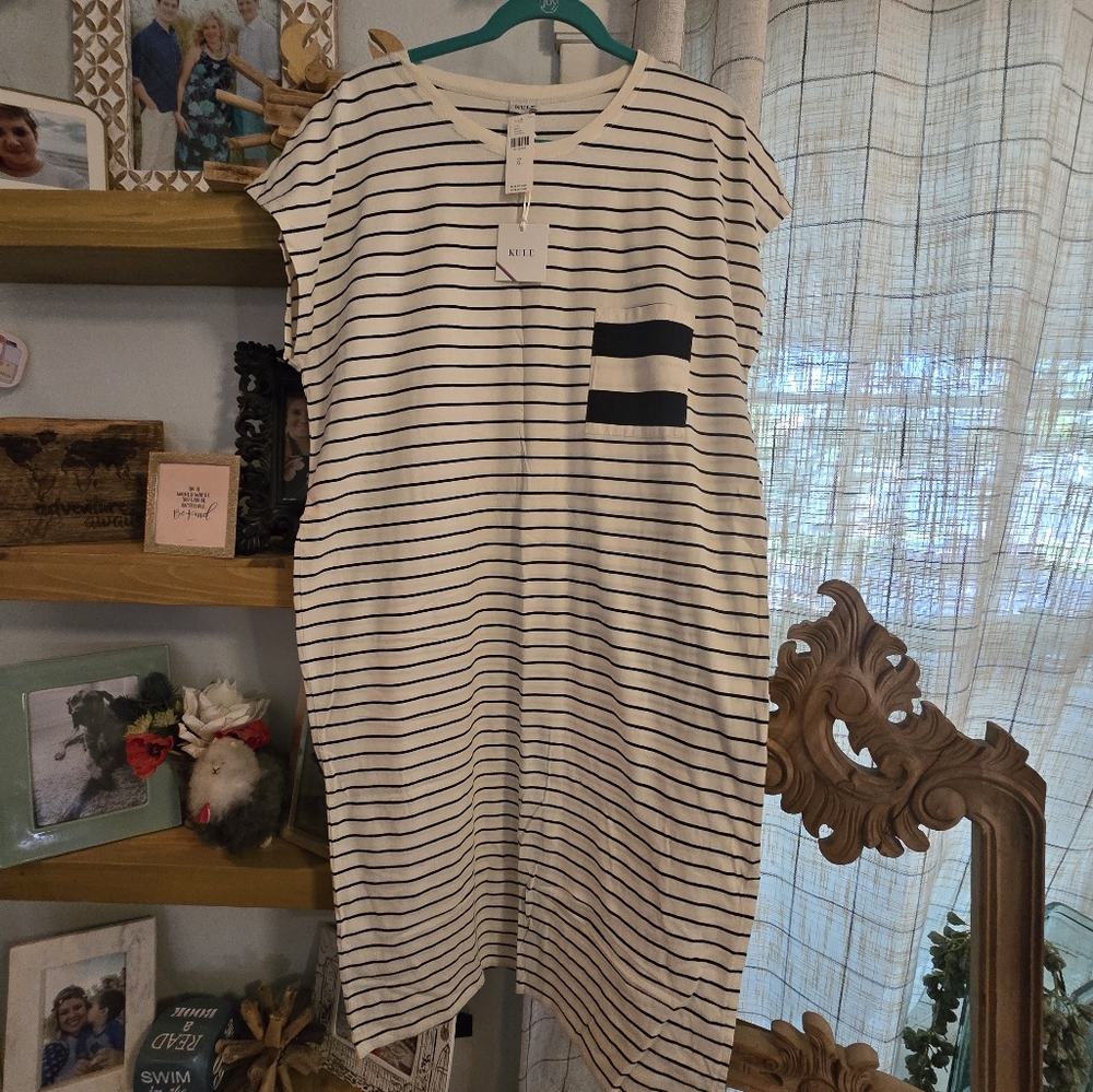 KULE Black and White Striped Top